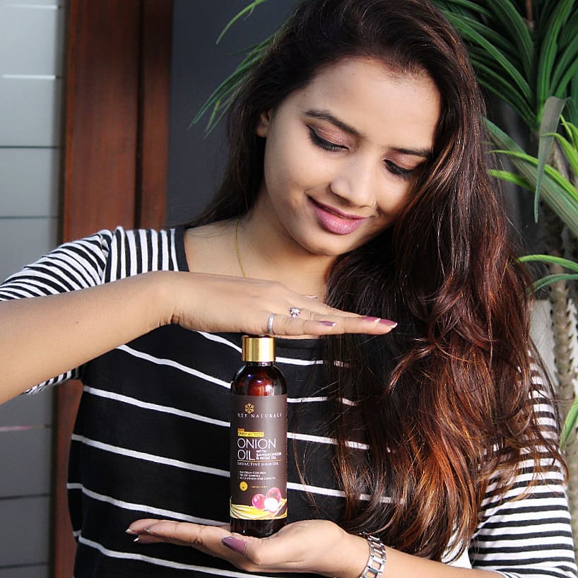 Rey Naturals Onion Hair Oil is all ready to nourish hair & treat Hair Fall.