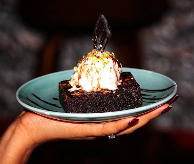 Belgium Chocolate Brownie with Vanilla Ice cream.